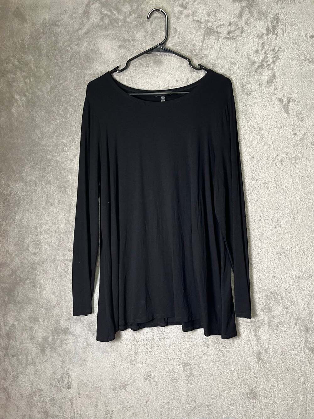 Eileen Fisher Women's XL Black Long Sleeve A-Line Tunic Top Minimalist Lagenlook